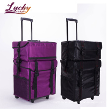 Soft Rolling Makeup Case Waterproof Makeup Bag with Free Set of Mesh Bags 8 Plastic Drawers Nylon Cosmetic Storage Bag